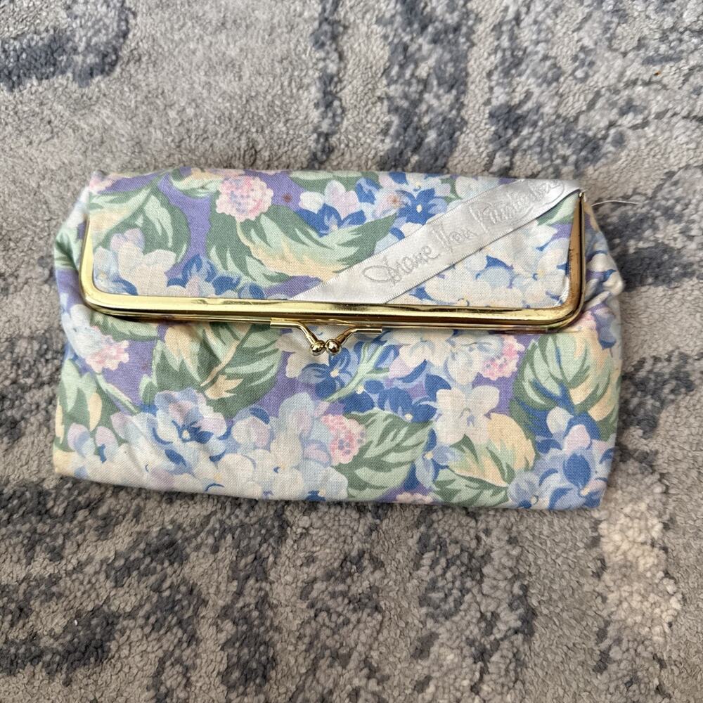 Vintage Diane Von Furstenberg DVF Quilted Cosmetic Makeup Bag with Mirror Pastel